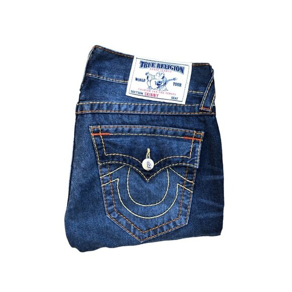 Vintage True Religion Jeans Size 31 SKINNY BIG T Blue - Picture 3 of 6